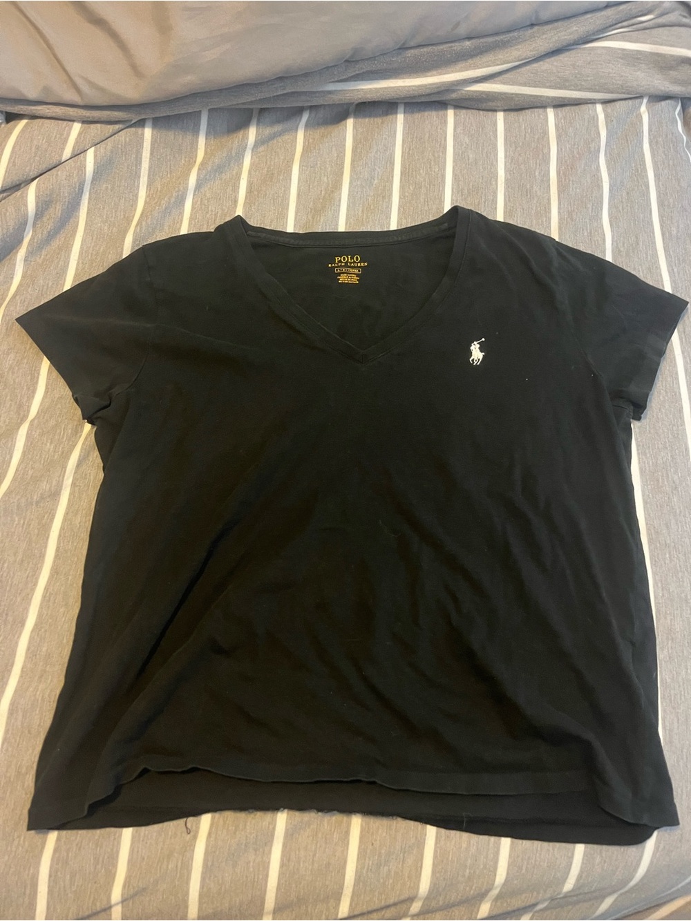 Polo by Ralph Lauren Black V-Neck Short Sleeve Tee slightly cropped
